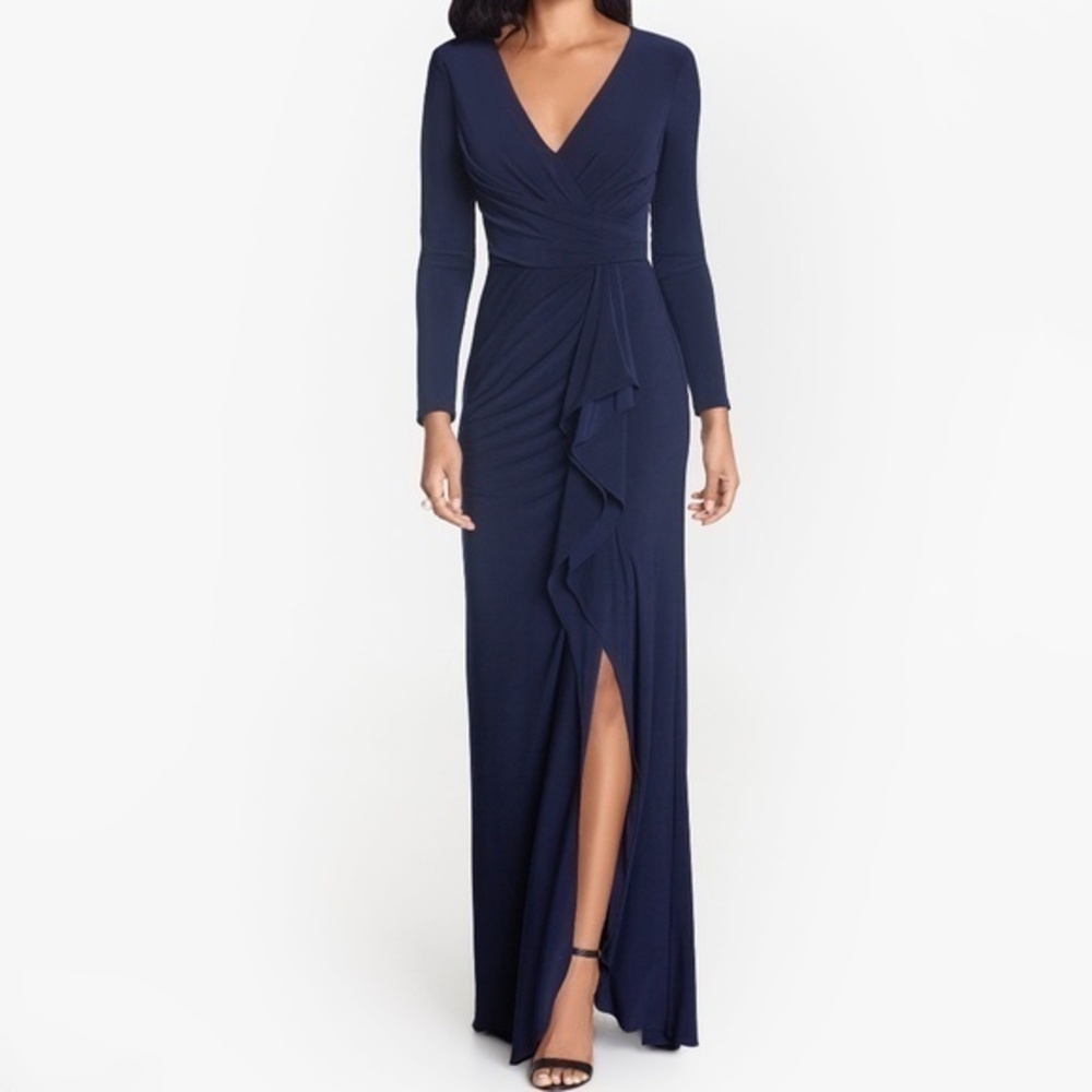 Betsy & Adam Navy Long Sleeve Wedding Dress